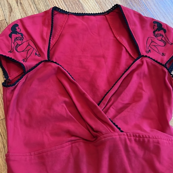 Pinup Couture Red Midi Dress - Picture 4 of 7